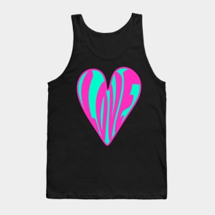 Hippie Style Love Heart, Pink and Turquoise Tank Top